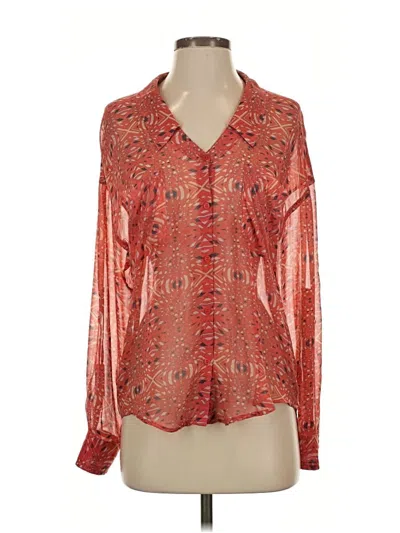 Pre-owned Free People Long Sleeve Blouse In Orange