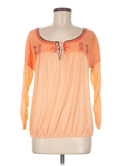 Pre-owned Free People Long Sleeve Blouse In Orange
