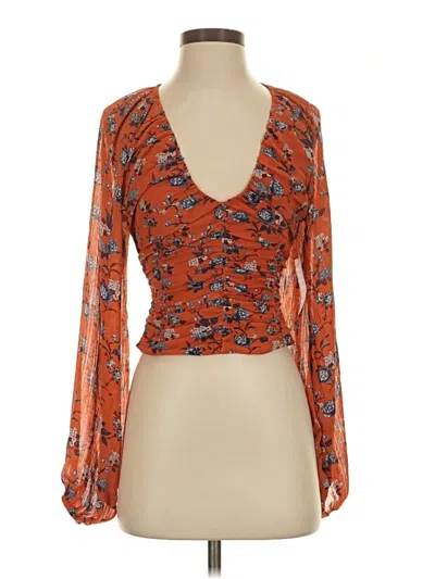 Pre-owned Free People Long Sleeve Blouse In Orange