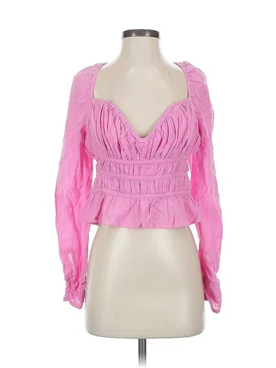 Pre-owned Free People Long Sleeve Blouse In Pink