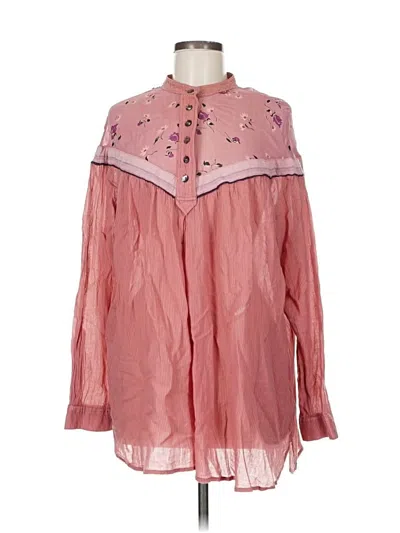 Pre-owned Free People Long Sleeve Blouse In Pink