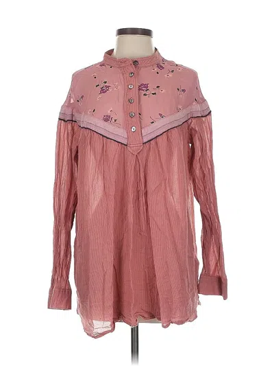 Pre-owned Free People Long Sleeve Blouse In Pink
