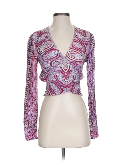 Pre-owned Free People Long Sleeve Blouse In Purple