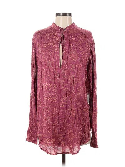 Pre-owned Free People Long Sleeve Blouse In Purple