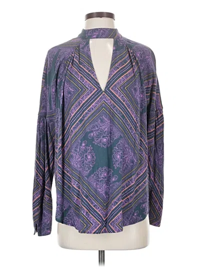 Pre-owned Free People Long Sleeve Blouse In Purple