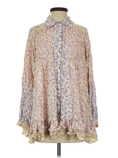 Pre-owned Free People Long Sleeve Blouse In Purple