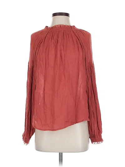 Pre-owned Free People Long Sleeve Blouse In Red