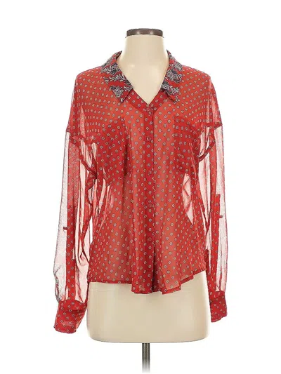 Pre-owned Free People Long Sleeve Blouse In Red