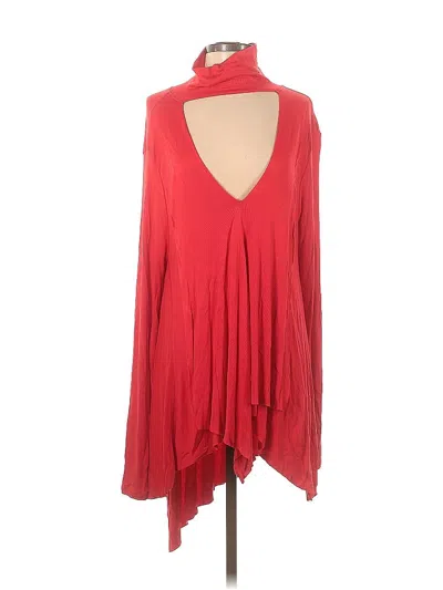 Pre-owned Free People Long Sleeve Blouse In Red