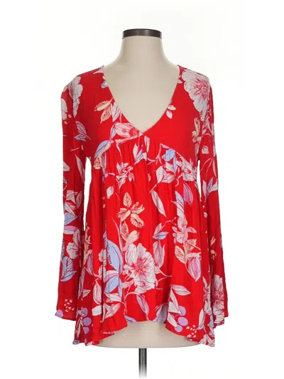 Pre-owned Free People Long Sleeve Blouse In Red