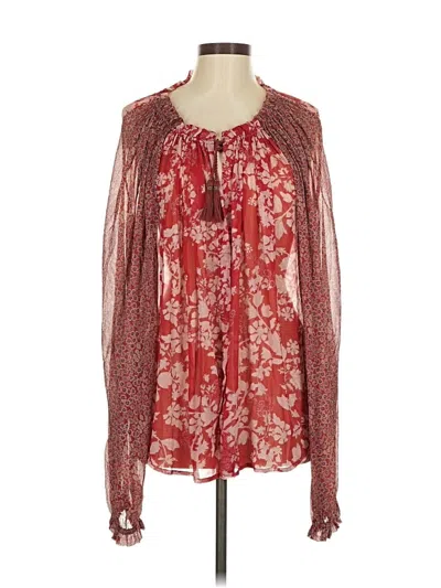 Pre-owned Free People Long Sleeve Blouse In Red