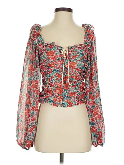 Pre-owned Free People Long Sleeve Blouse In Red