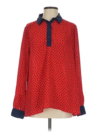 Pre-owned Free People Long Sleeve Blouse In Red