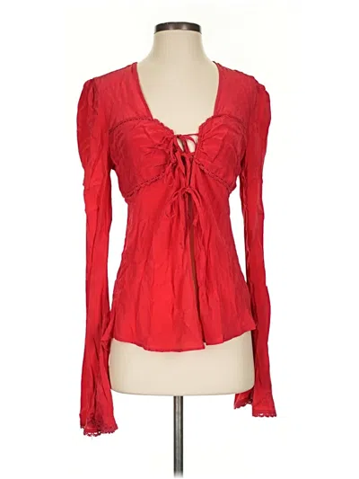 Pre-owned Free People Long Sleeve Blouse In Red