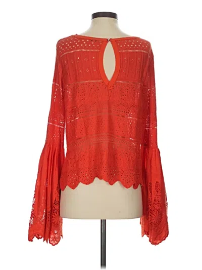 Pre-owned Free People Long Sleeve Blouse In Red