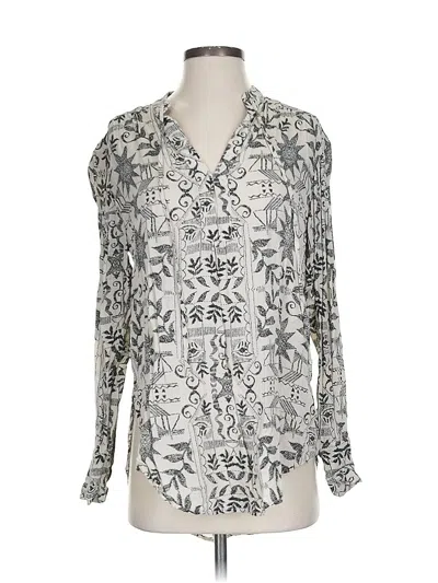 Pre-owned Free People Long Sleeve Blouse In Silver