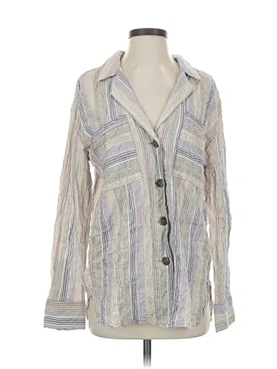 Pre-owned Free People Long Sleeve Blouse In Silver
