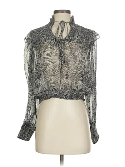 Pre-owned Free People Long Sleeve Blouse In Silver