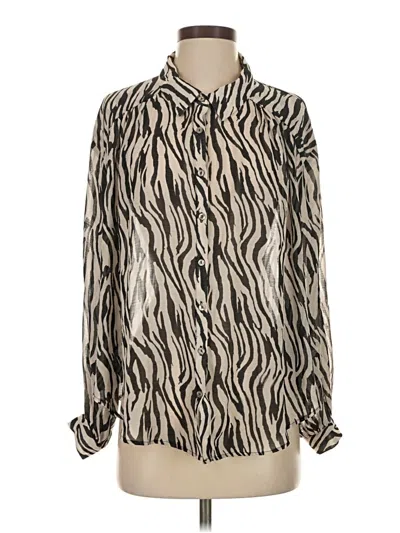 Pre-owned Free People Long Sleeve Blouse In Silver