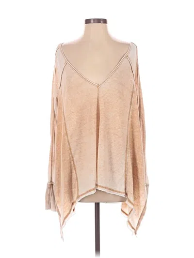 Pre-owned Free People Long Sleeve Blouse In Tan