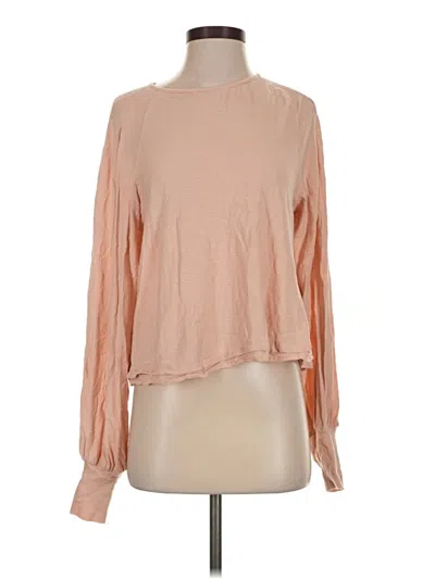 Pre-owned Free People Long Sleeve Blouse In Tan