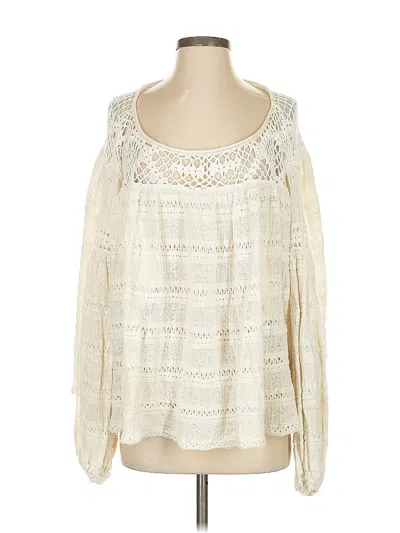 Pre-owned Free People Long Sleeve Blouse In White