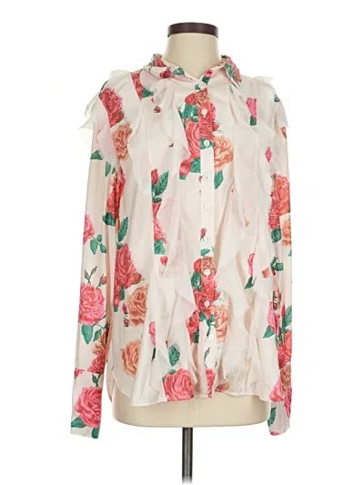 Pre-owned Free People Long Sleeve Blouse In White