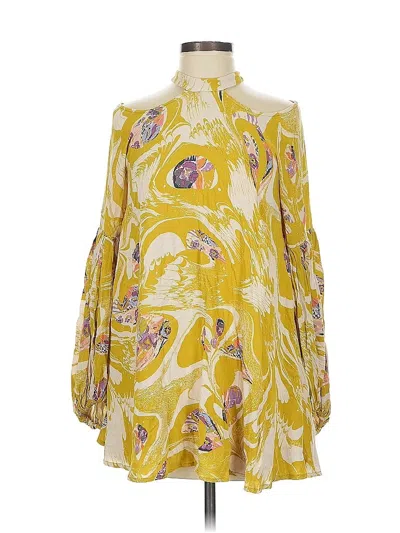 Pre-owned Free People Long Sleeve Blouse In Yellow