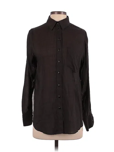 Pre-owned Free People Long Sleeve Button Down Shirt In Black