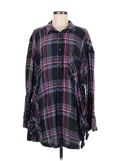 Pre-owned Free People Long Sleeve Button Down Shirt In Black