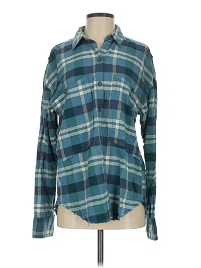 Pre-owned Free People Long Sleeve Button Down Shirt In Blue