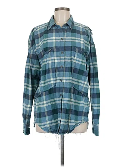 Pre-owned Free People Long Sleeve Button Down Shirt In Blue