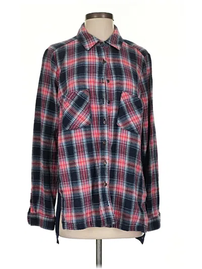 Pre-owned Free People Long Sleeve Button Down Shirt In Blue