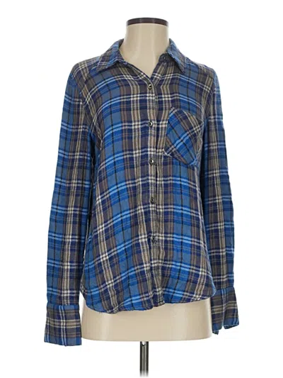 Pre-owned Free People Long Sleeve Button Down Shirt In Blue