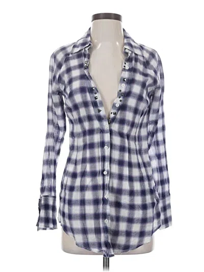 Pre-owned Free People Long Sleeve Button Down Shirt In Blue