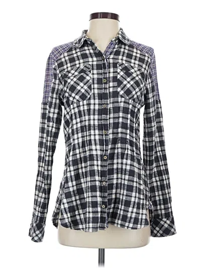 Pre-owned Free People Long Sleeve Button Down Shirt In Blue