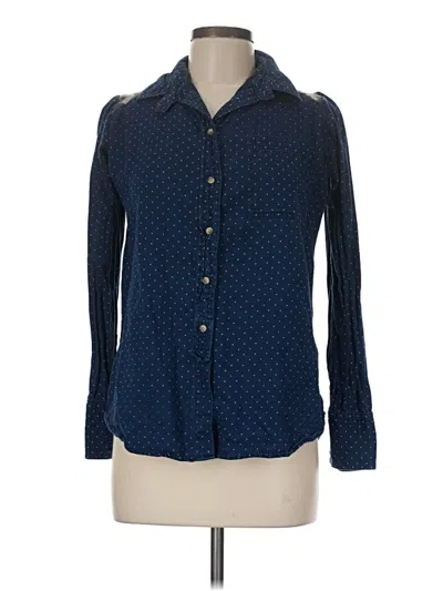 Pre-owned Free People Long Sleeve Button Down Shirt In Blue