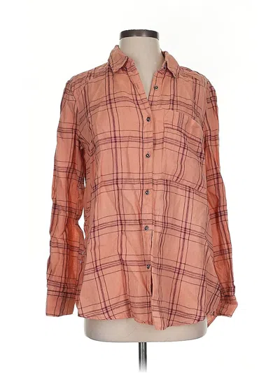 Pre-owned Free People Long Sleeve Button Down Shirt In Brown