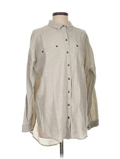 Pre-owned Free People Long Sleeve Button Down Shirt In Brown