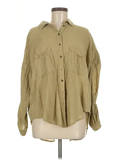 Pre-owned Free People Long Sleeve Button Down Shirt In Brown