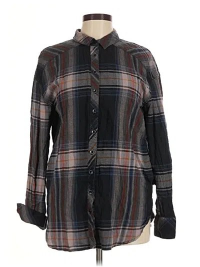 Pre-owned Free People Long Sleeve Button Down Shirt In Brown