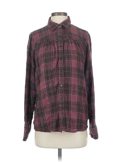 Pre-owned Free People Long Sleeve Button Down Shirt In Burgundy