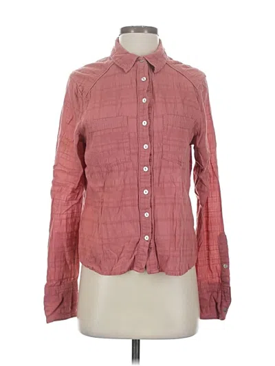 Pre-owned Free People Long Sleeve Button Down Shirt In Burgundy