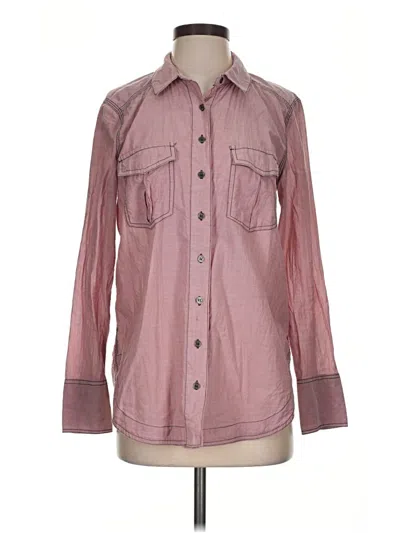Pre-owned Free People Long Sleeve Button Down Shirt In Burgundy