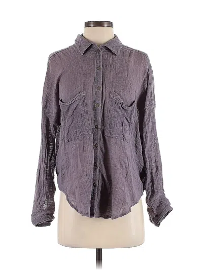 Pre-owned Free People Long Sleeve Button Down Shirt In Gray