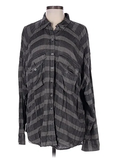 Pre-owned Free People Long Sleeve Button Down Shirt In Gray
