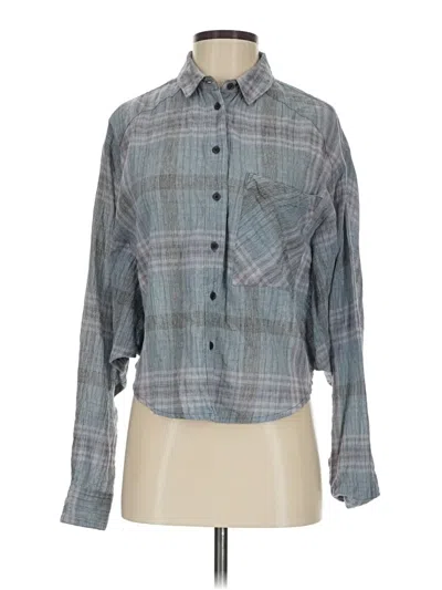 Pre-owned Free People Long Sleeve Button Down Shirt In Gray