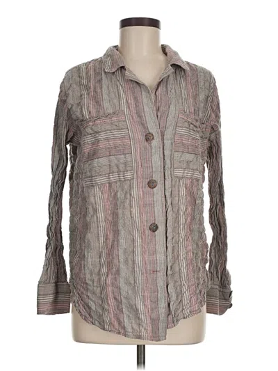 Pre-owned Free People Long Sleeve Button Down Shirt In Gray