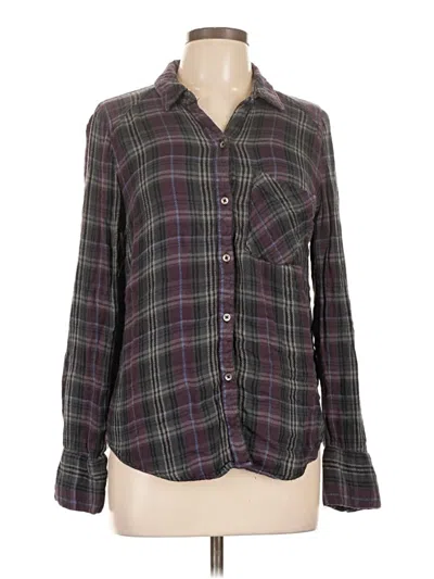 Pre-owned Free People Long Sleeve Button Down Shirt In Gray