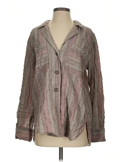 Pre-owned Free People Long Sleeve Button Down Shirt In Gray
